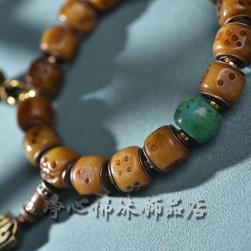 EverestArtstudios Camel Bone Dice Bead Tassel Bracelet
