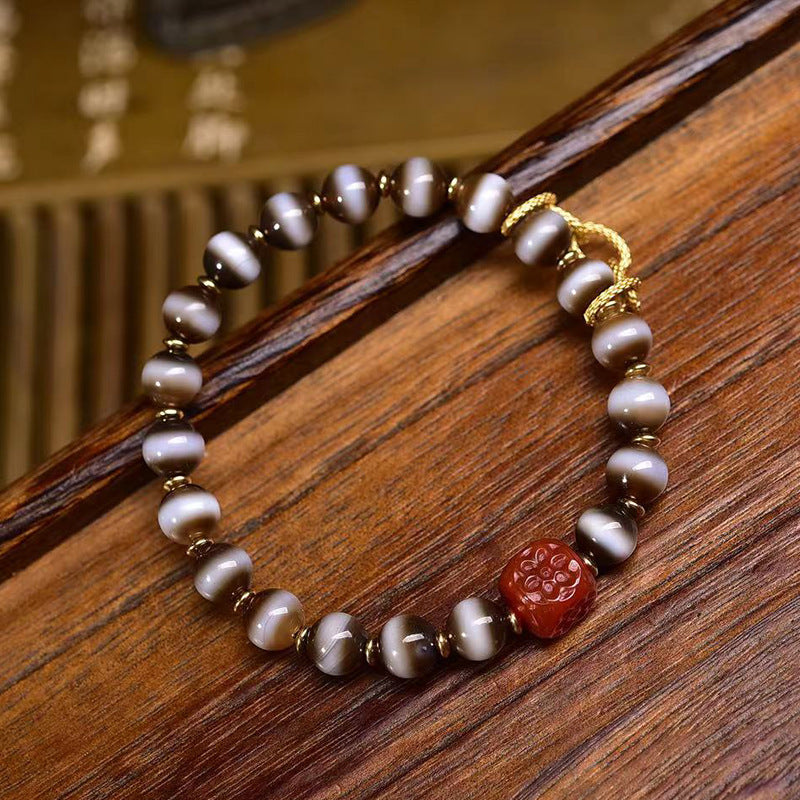 EverestArtstudios Etched Line Bead Agate Accent Bracelet