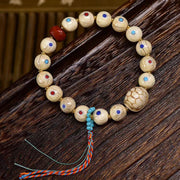 EverestArtstudios Bone Round Bead Agate Accent Bracelet