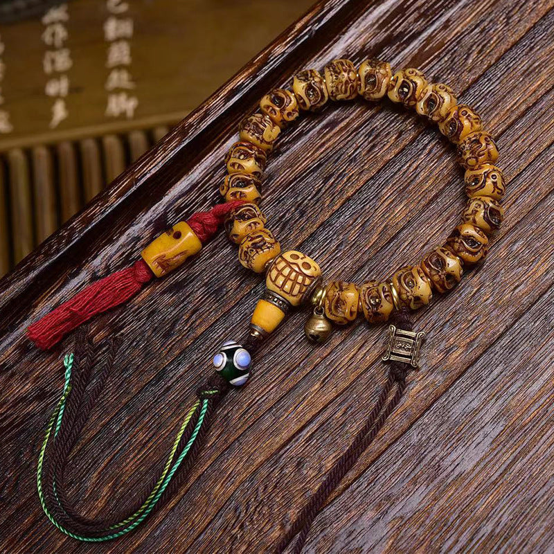 EverestArtstudios Bone Garuda Motif Agate Accent Bracelet
