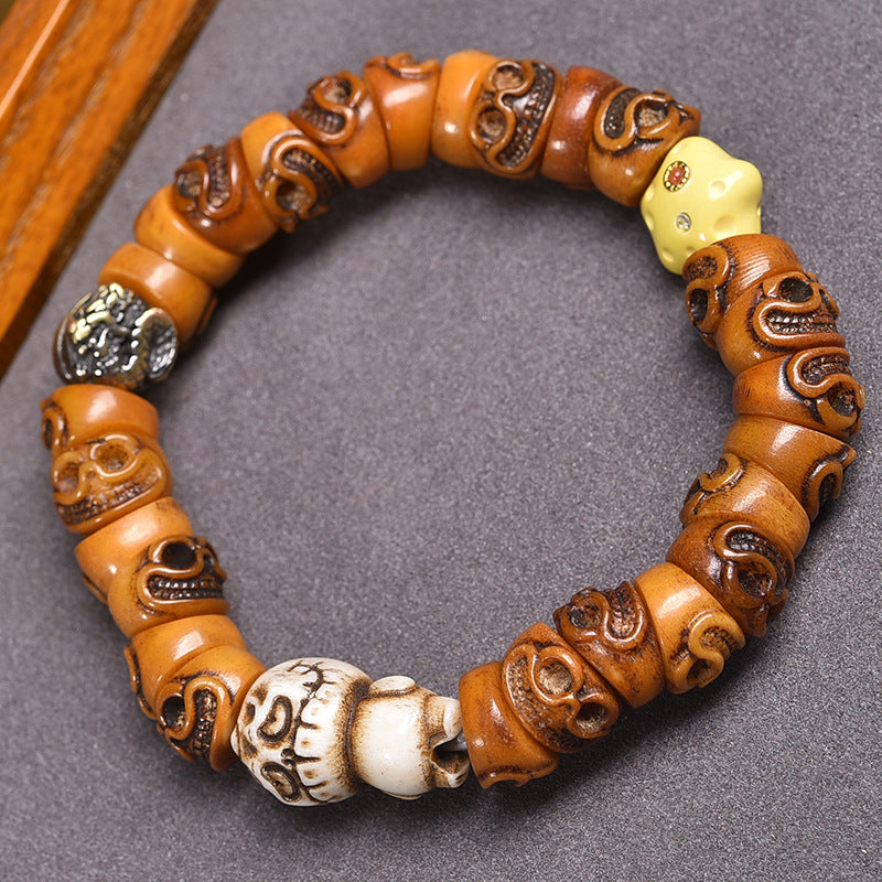 EverestArtstudios Bone Carved Motif Bead Bracelet