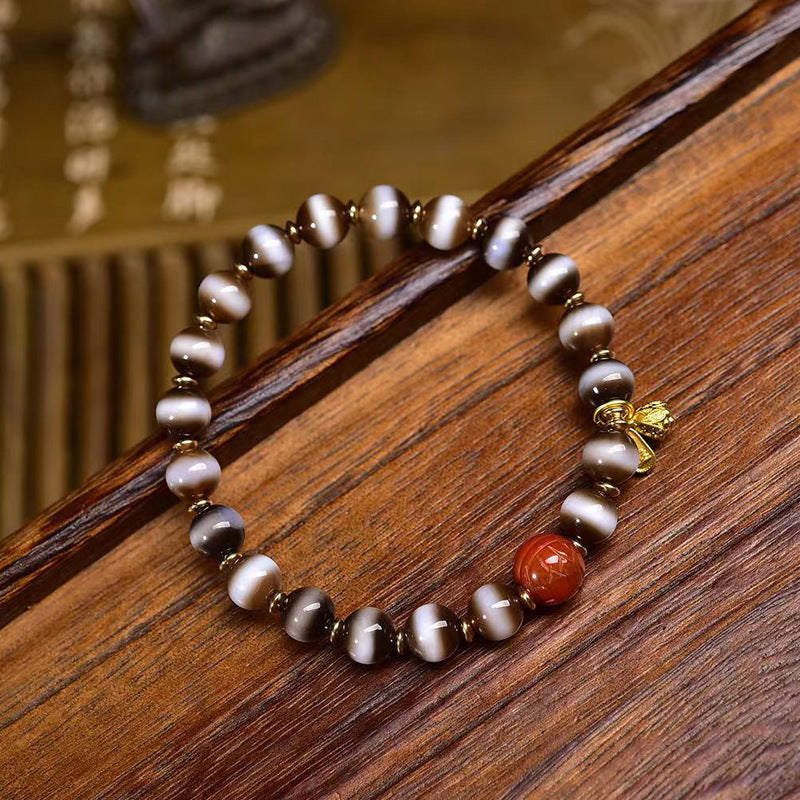 EverestArtstudios Etched Line Bead Agate Accent Bracelet