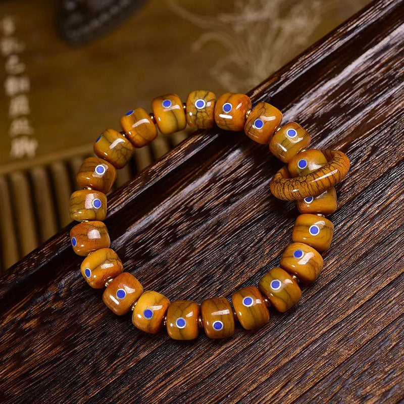 EverestArtstudios Bone Barrel Bead Lapis Inlay Bracelet