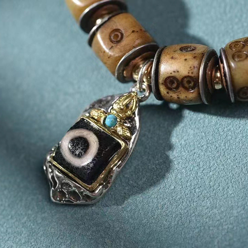 EverestArtstudios Camel Bone Dice Engraved Inlay Bracelet