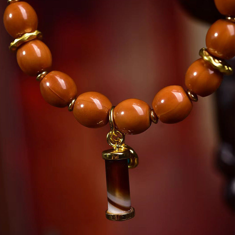 EverestArtstudios Monkey Head Bodhi Seed Banded Agate Bracelet