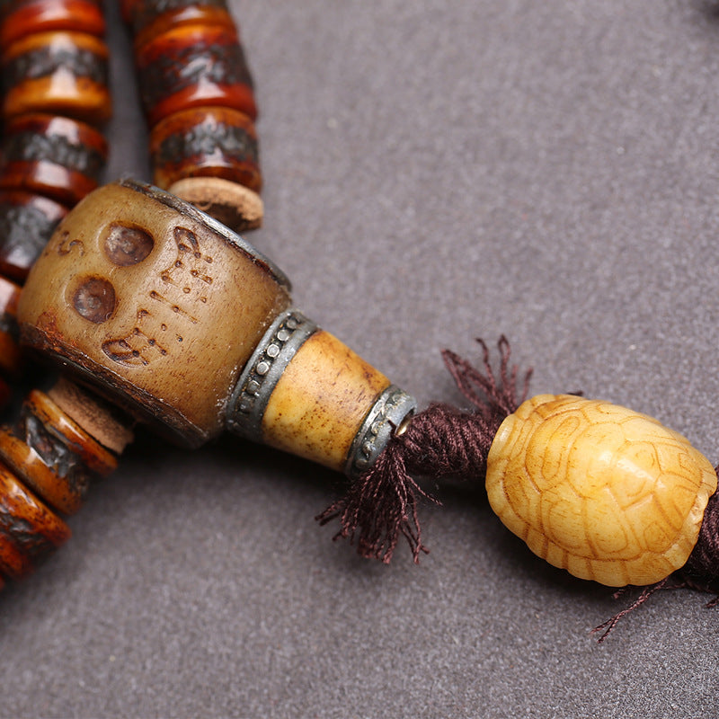 Tibetan return yak bone bucket beads 108 Buddha beads plate play beaded glass Gawu box scarecrow side hanging accessories