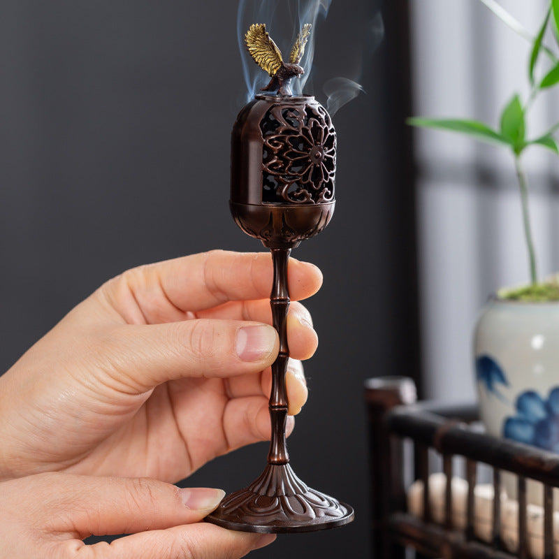 Dapeng wing spreading palace lamp stove rich pattern high foot stove no stick powder small auspicious cloud incense plate incense burner tabletop ornament