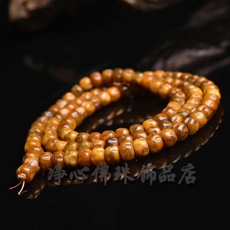 EverestArtstudios Natural Camel Bone and Passion Seed 108-Bead DIY Strand