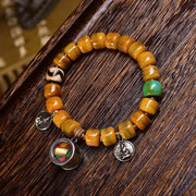 EverestArtstudios Bone Agate Dzi-Style Fox Accent Bracelet
