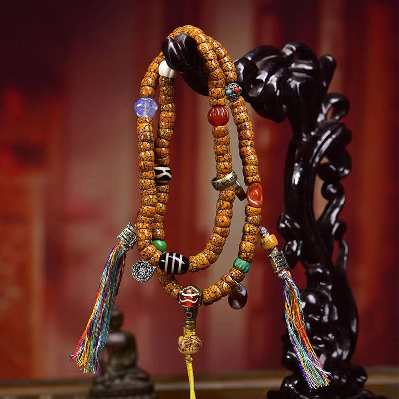 EverestArtstudios Natural Jade-Finished Crackled Xingyue Bodhi 108-Bead Mala