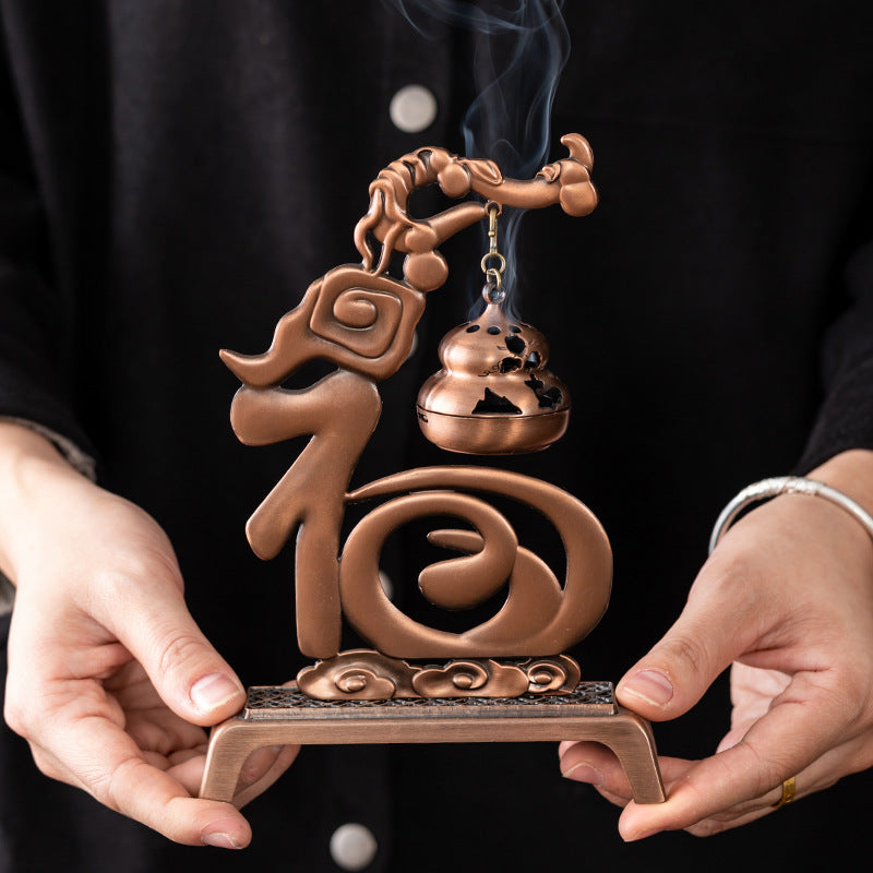 Fulu aromatherapy burner, small auspicious cloud disk incense burner, desktop ornament, modern home entrance decoration, creative incense burner
