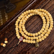 EverestArtstudios Natural Carved Deer Bone and Passion Seed 108-Bead Mala