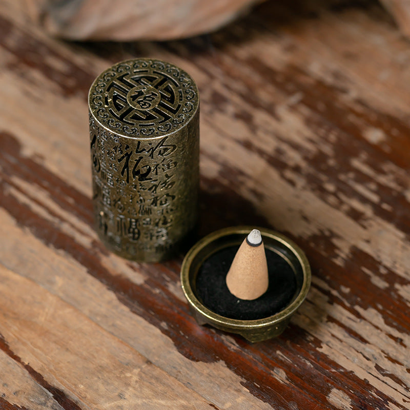 Vertical Baifu incense burner happy eyebrows square column hollow creative alloy small incense burner office aromatherapy ornament incense burner