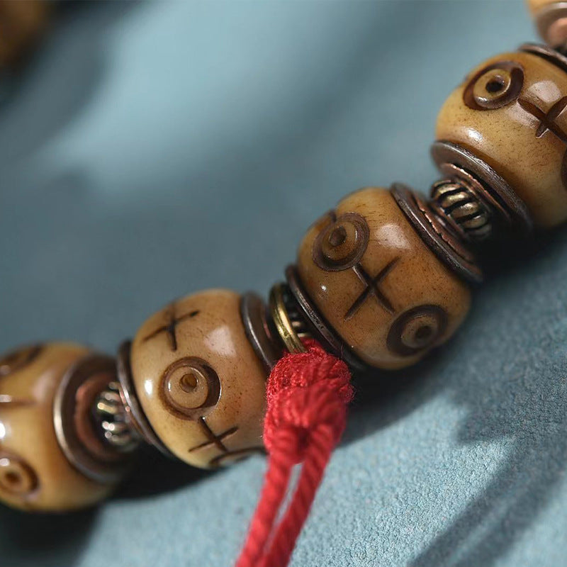 EverestArtstudios Camel Bone Inlaid Barrel Bead Ghau Charm Bracelet