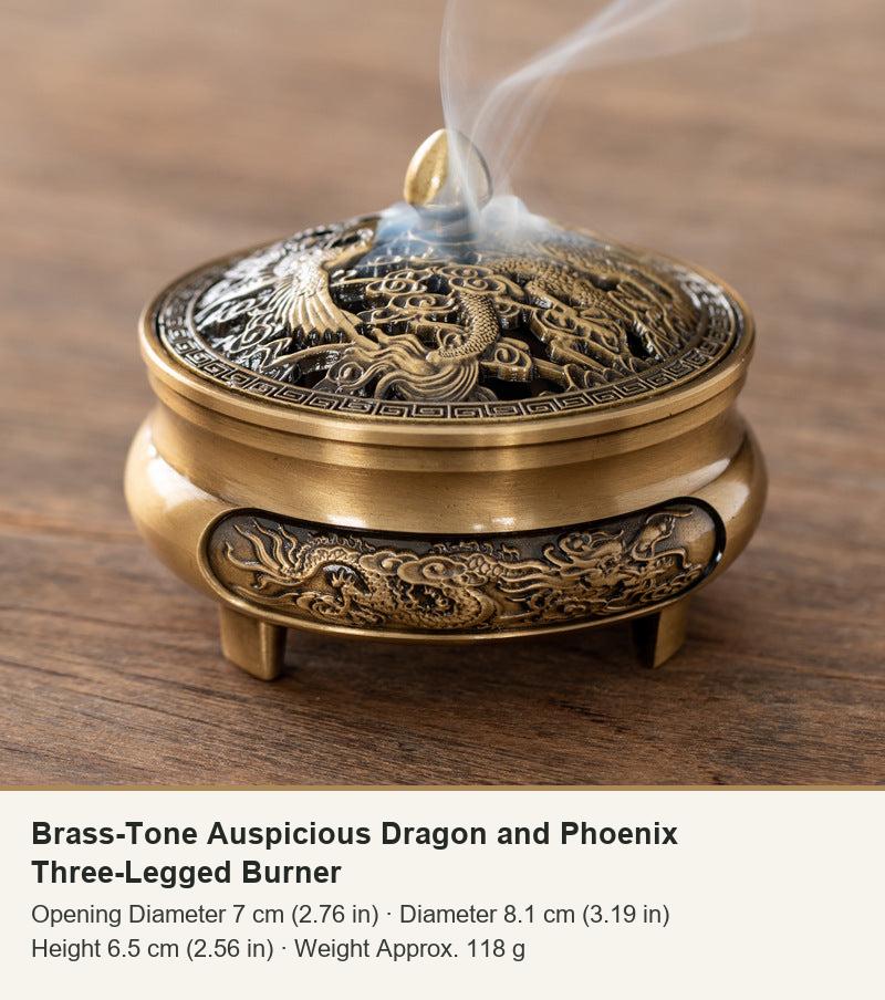Colección de incensarios de dragón y fénix de tres patas