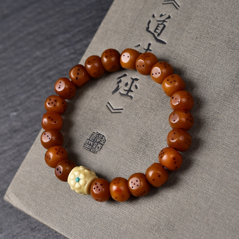 EverestArtstudios Camel Bone Carved Dice Bead Bracelet Collection
