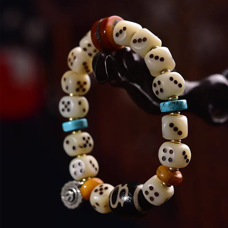 EverestArtstudios Camel Bone Dice Bead Charm Bracelet