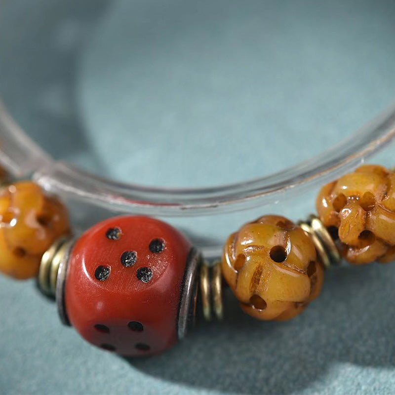 EverestArtstudios Camel Bone Openwork Dice Accent Bracelet