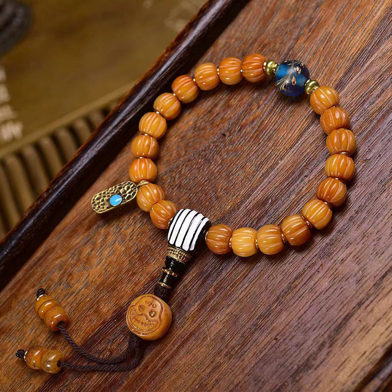 EverestArtstudios Bone Pumpkin Bead Crystal Accent Bracelet