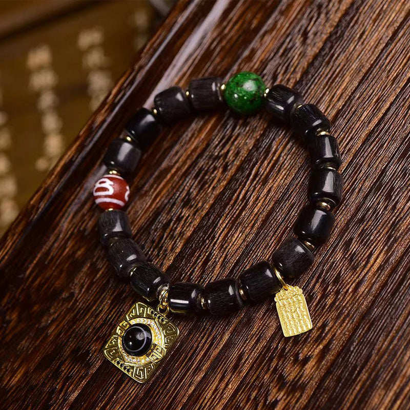 EverestArtstudios Dark Horn-Style Barrel Bead Bracelet