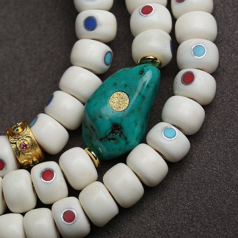 Natural deer bone inlaid Duobao swastika bucket beads 108 Buddha beads multi-ring bracelet agate coconut pedicle accessories Wenwan