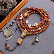 Tibetan reflux bone carving corpse dolin 108 Buddha beads yak bone copper Jiugong Bagua Mani pile side hanging accessories