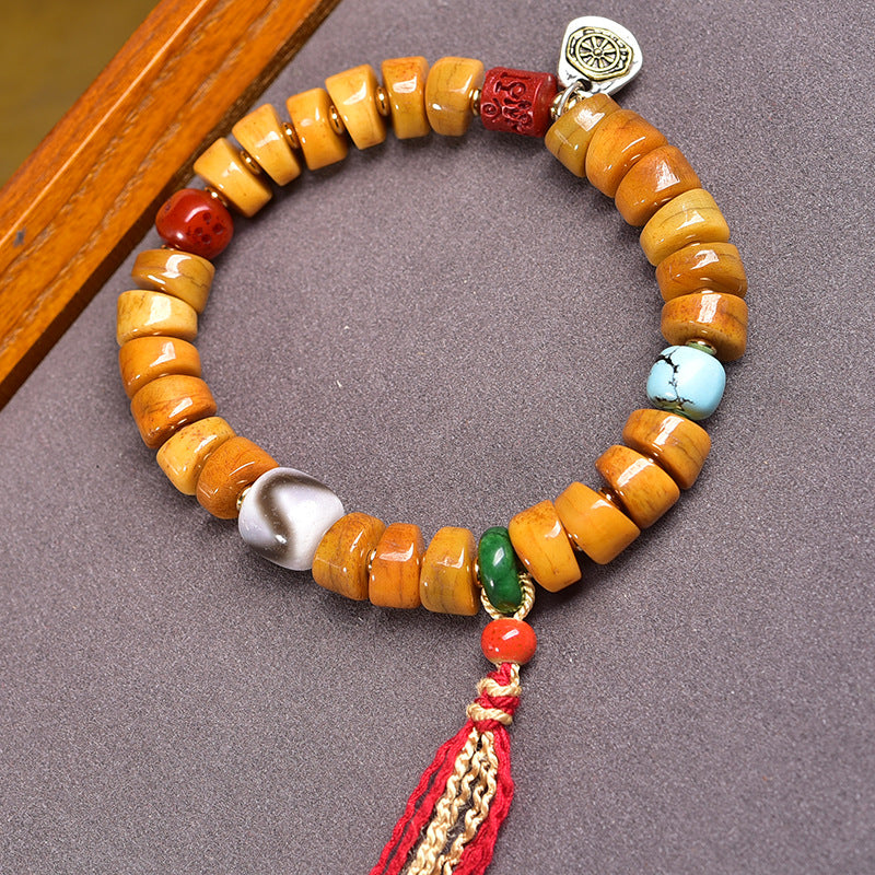 EverestArtstudios Bone Sculpted Bead Buddha Charm Bracelet