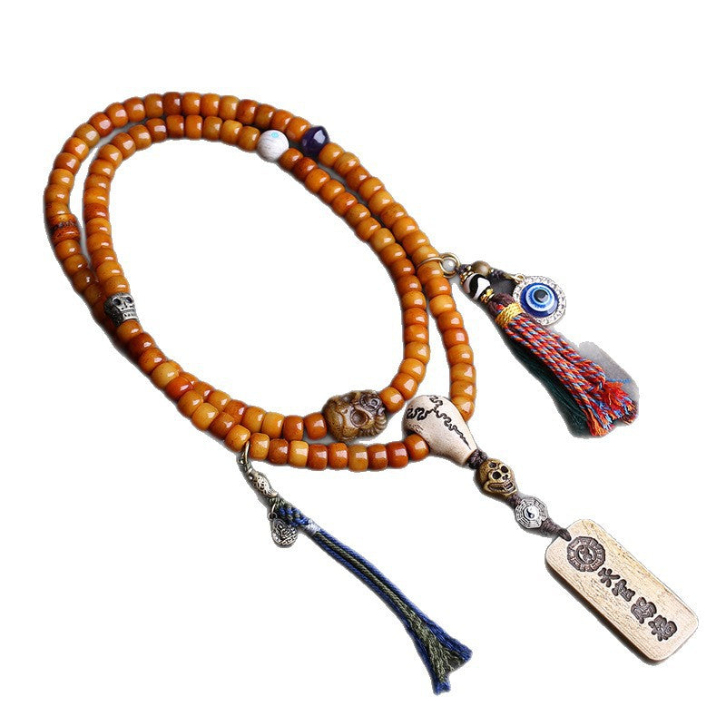 Tibetan return bone bucket beads 108 Buddha beads rosary beads Tianguan blessing pendant yak bone tee Dapeng bird accessories