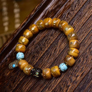 EverestArtstudios Bone Barrel Bead Copper Inlay Bracelet