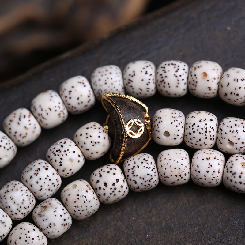 Natural Star Moon Bodhi 108 Buddha Beads Bucket Beads White Crystal Gawu Box Side Hanging Reflow Bone God of Wealth Dzi Beads Accessories
