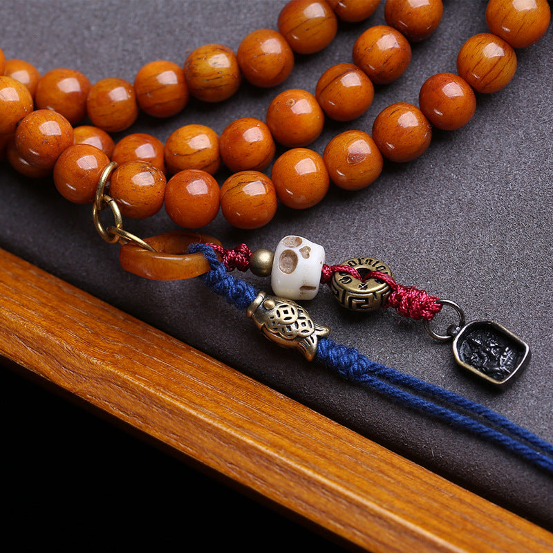 108 round beads of Tibetan returned camel bone, Buddhist beads, rosary beads, warehouse, Tangkagawu box, side hanging yak bone accessories.