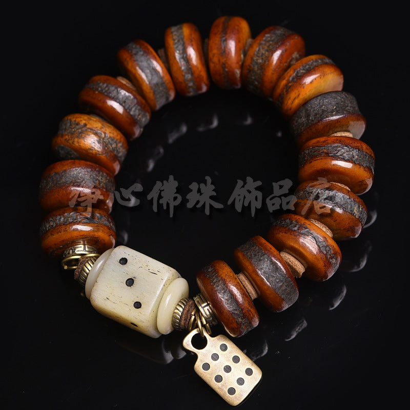EverestArtstudios Bone Disc Bead Skull Accent Bracelet