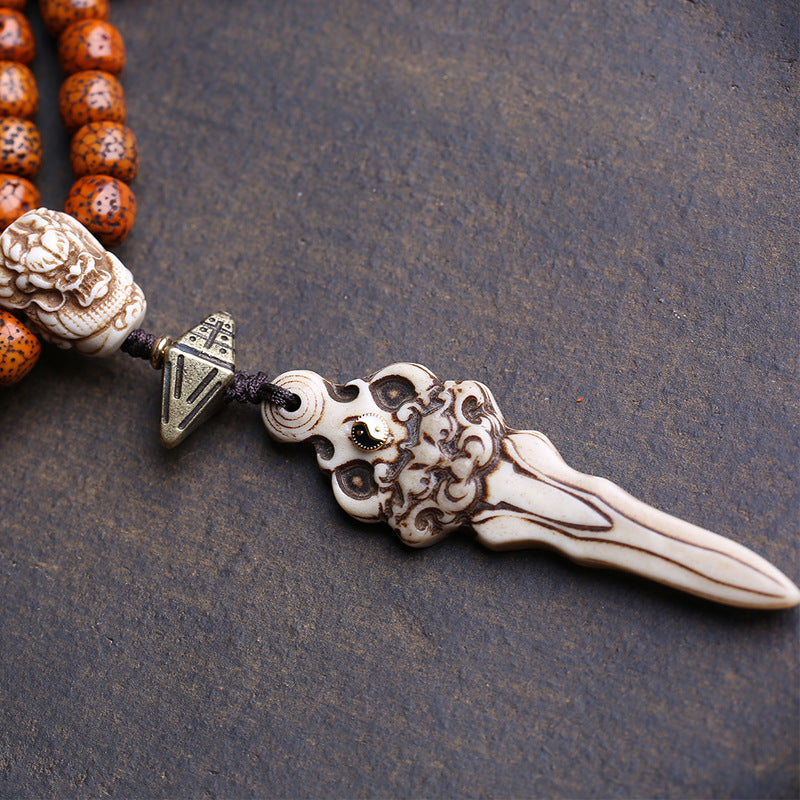 Natural Star Moon Bodhi Son 108 Buddha Beads Bucket Beads Return Opening Yak Bone Dragon Tee Copper Dapeng Bird Accessories
