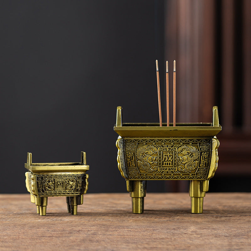 Mini Ding incense burner, vertical line incense insert incense holder, household alloy indoor aromatherapy burner ornament, offering Buddha, offering Ding burner