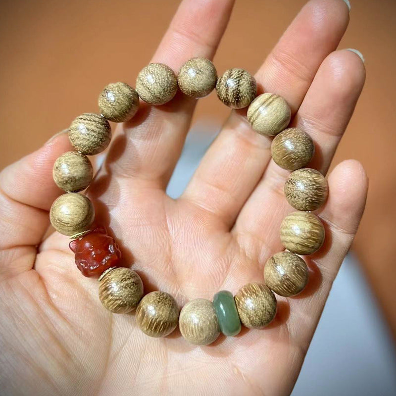 EverestArtstudios Agarwood Nanhong Agate PiXiu Accent Bracelet