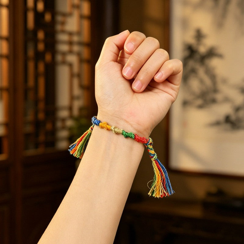 Buddha Stones Multicolor Rope Dragon Good Luck Tibetan Bracelet