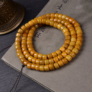 EverestArtstudios Tibetan Natural Aged Yak Bone Barrel-Bead 108-Bead Mala