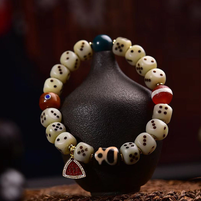 EverestArtstudios Camel Bone Dice Bead Charm Bracelet