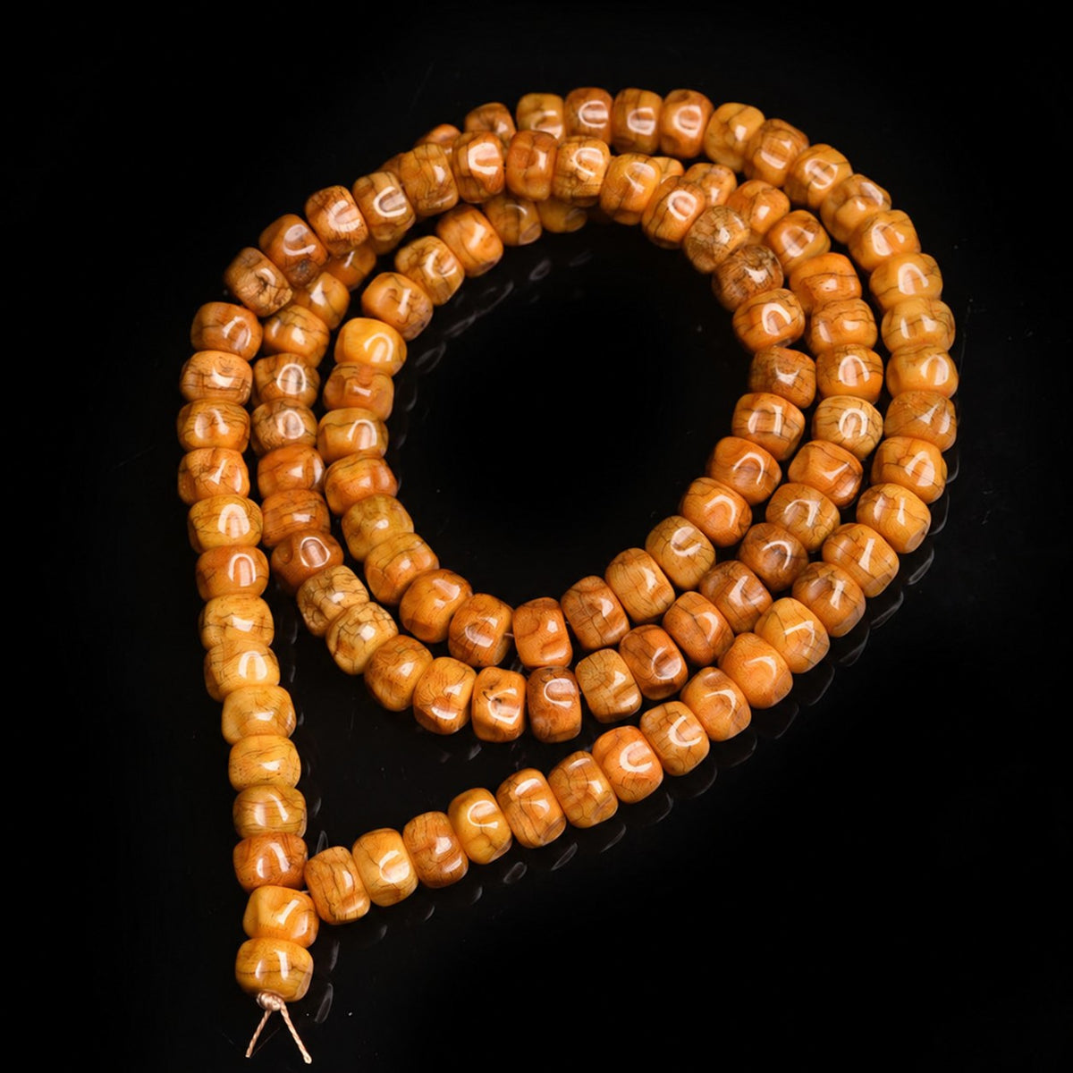 EverestArtstudios Natural Camel Bone and Passion Seed 108-Bead DIY Strand