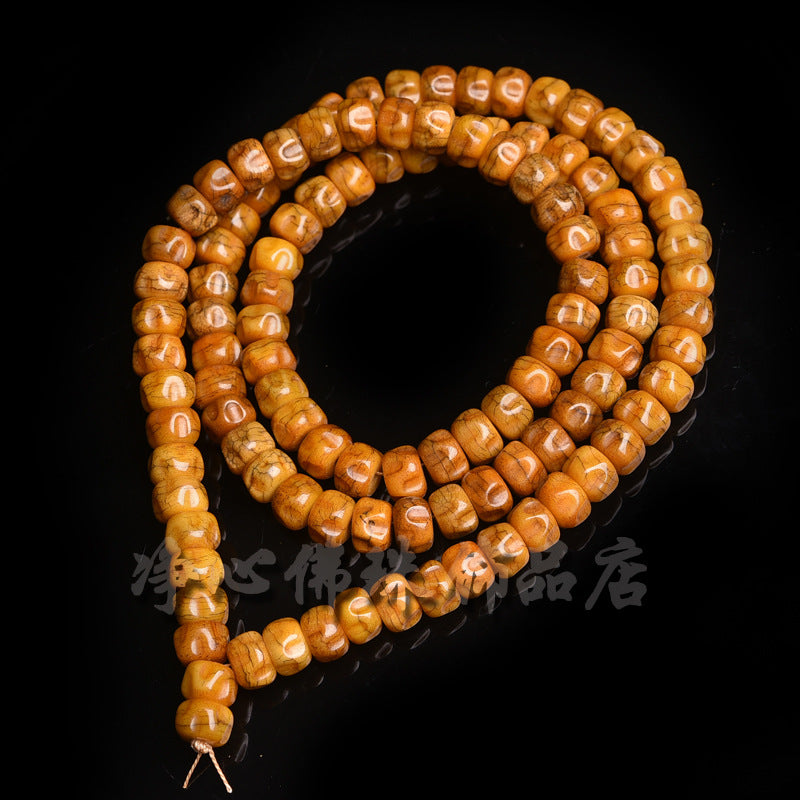 EverestArtstudios Natural Camel Bone and Passion Seed 108-Bead DIY Strand