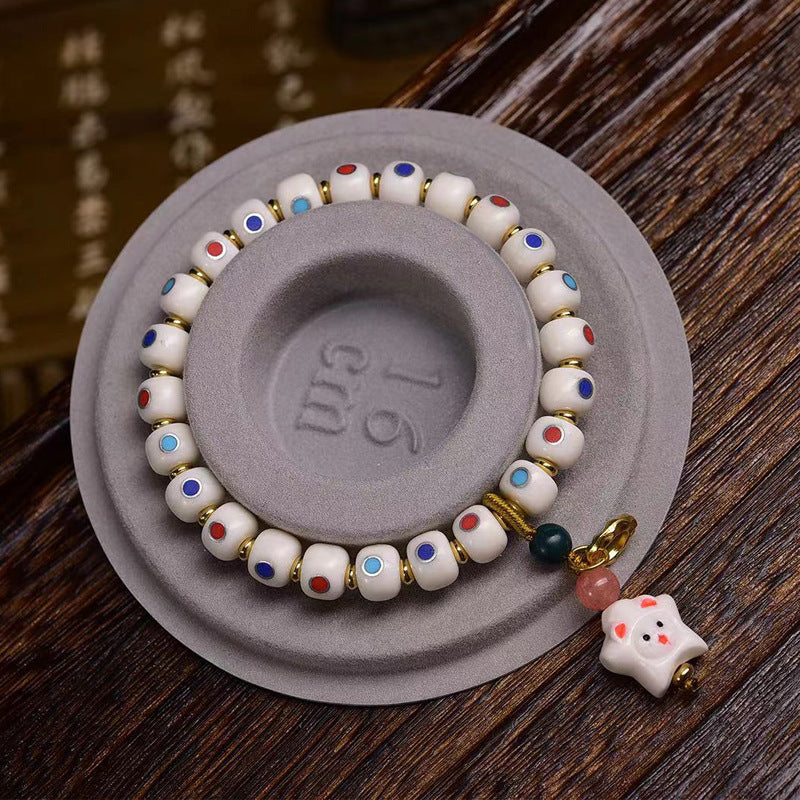 EverestArtstudios Yak Bone Multicolor Inlay Antler Charm Bracelet