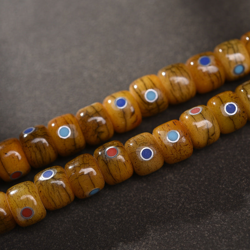 EverestArtstudios Aged Yak and Camel Bone Inlaid 108-Bead DIY Strand