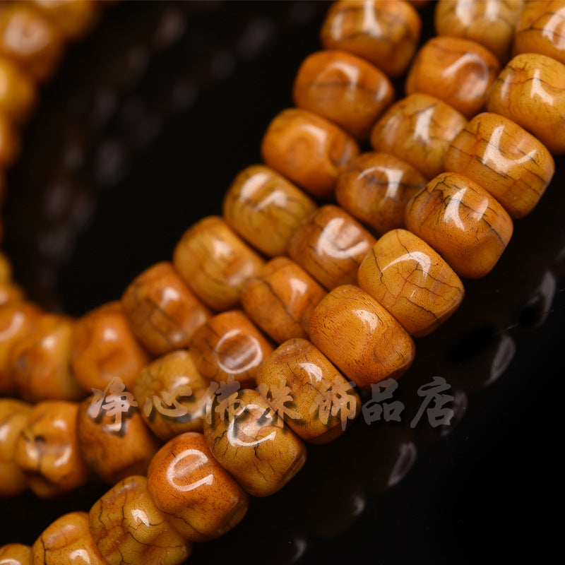 EverestArtstudios Natural Camel Bone and Passion Seed 108-Bead DIY Strand