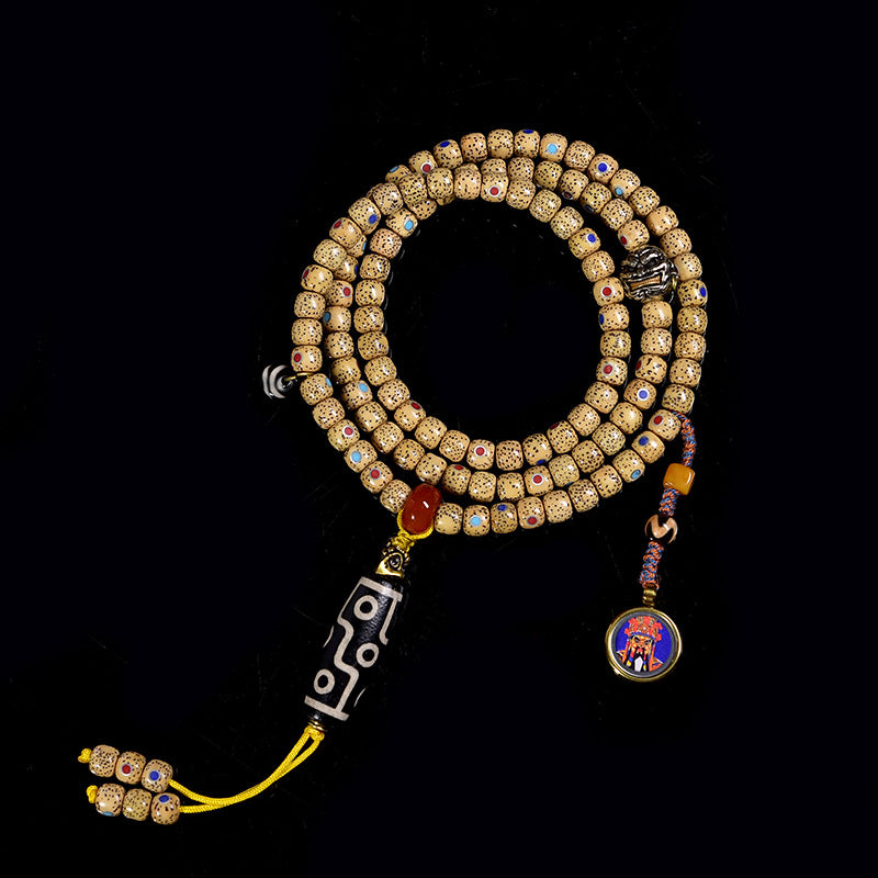 EverestArtstudios Inlaid Three Jewels Xingyue Bodhi 108-Bead Tibetan Mala
