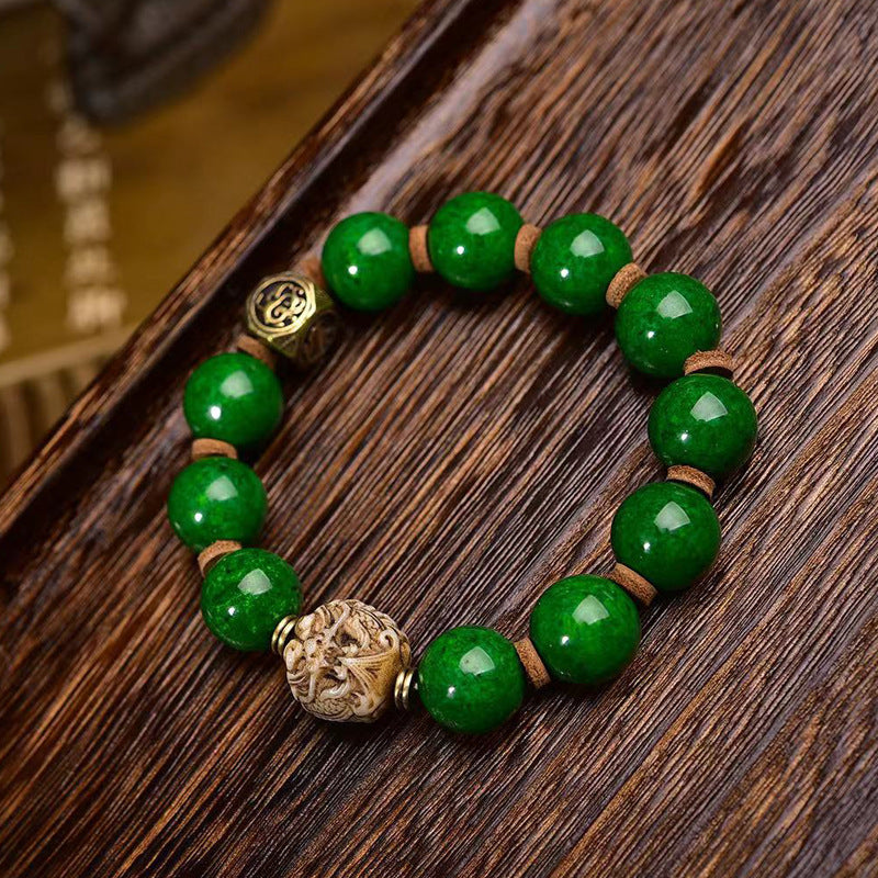 EverestArtstudios Jade-Look Bead Ghau Charm Bracelet