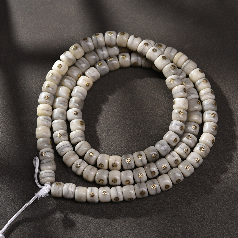 EverestArtstudios Aged Camel Bone Antique Copper Auspicious Wan 108-Bead DIY Strand