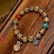 EverestArtstudios Bone Engraved Barrel Bead Inlay Bracelet
