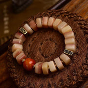 EverestArtstudios Camel Bone Sculpted Disc Bead Bracelet