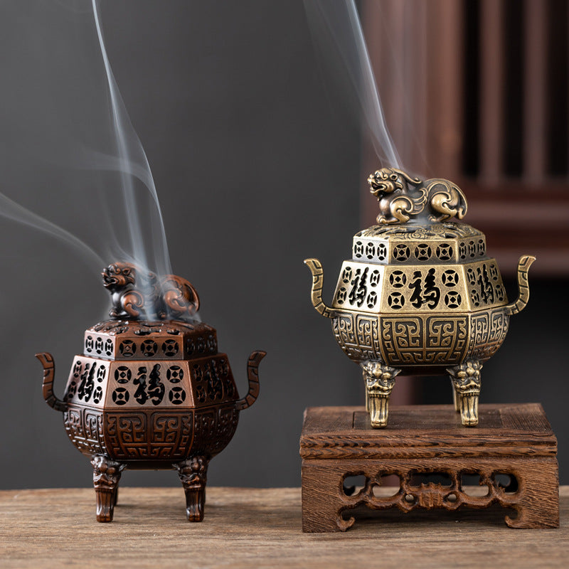 Incensario Ding de Qilin y animales míticos