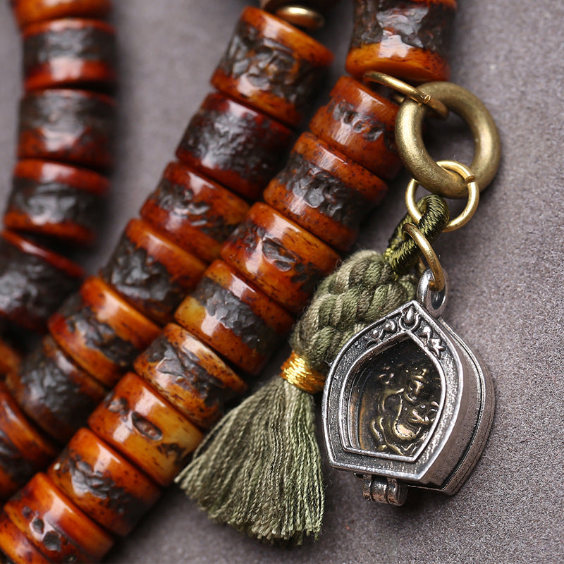 Tibetan return yak bone bucket beads 108 Buddha beads plate play beaded glass Gawu box scarecrow side hanging accessories